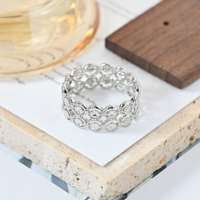 Bague chaîne minimaliste haut de gamme plaquée or 18 carats, hypoallergénique, avec cercles entrelacés, accessoire de mode, Anillos De Oro