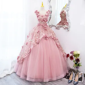 2023 Primrose Grass rosa oscuro Vestidos de quinceañera Flor de talla grande vestido de baile vestido de graduación Vestidos Princesa 15 Anos