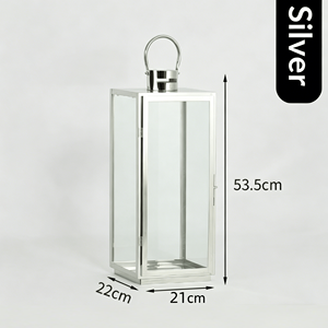 Chandelier de sol carré <span class=keywords><strong>en</strong></span> acier inoxydable de style europé<span class=keywords><strong>en</strong></span>, fait main, coupe-vent, avec bougie électronique pour la décoration de la maison - Product Image 2