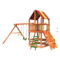 Playhouse en bois extérieur pour tout-petits avec toboggan en plastique Équipement de terrain de jeu pour enfants