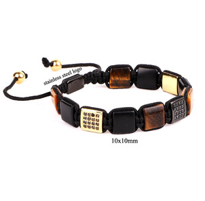 <span class=keywords><strong>Pulsera</strong></span> de Macramé con Cuentas y Circonitas, con Logotipo Personalizado, de Alta Calidad, con Piedras Preciosas Cuadradas, JBS10250 - Product Image 3