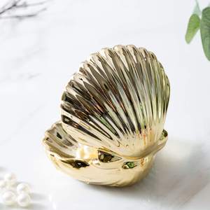 חדש במפעל Custom מפואר זהב קרמיקה ים פגז בצורת טבעת תכשיטי תיבה - Product Image 4