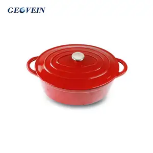 Geovein באיכות גבוהה סגלגל אמייל יצוק ברזל הולנדי תנור תבשיל סיר עם מכסה עבור בית בישול