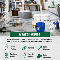 Kit de Démarrage Complet Personnalisé Outils et Résine Époxy pour Revêtement de Sol Béton Flakes/Métallique (50 m²/500 pi²)