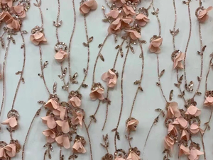 Wholesale Luxury 3D Bridal <strong>Lace</strong> <strong>Fabric</strong> Handmade French Tulle <strong>Heavy</strong> Beaded Embroidered <strong>Lace</strong> High Textile for Garments 5 Yards - Product Image 3