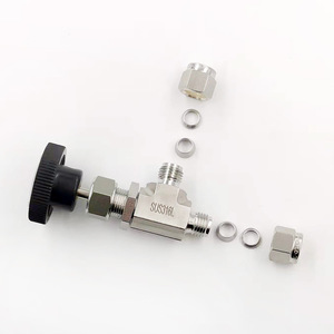 Válvula de aguja de ángulo recto de acero inoxidable 316L con puerto de 1/4 pulgada para modelo de camino de gas de laboratorio 3000P - Product Image 2