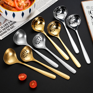 304 Stainless Steel Soup Ladle Set 8 Pieces Gold And Silver Long Handle For Serving And Cooking <b>Utensils</b> - Product Image 1