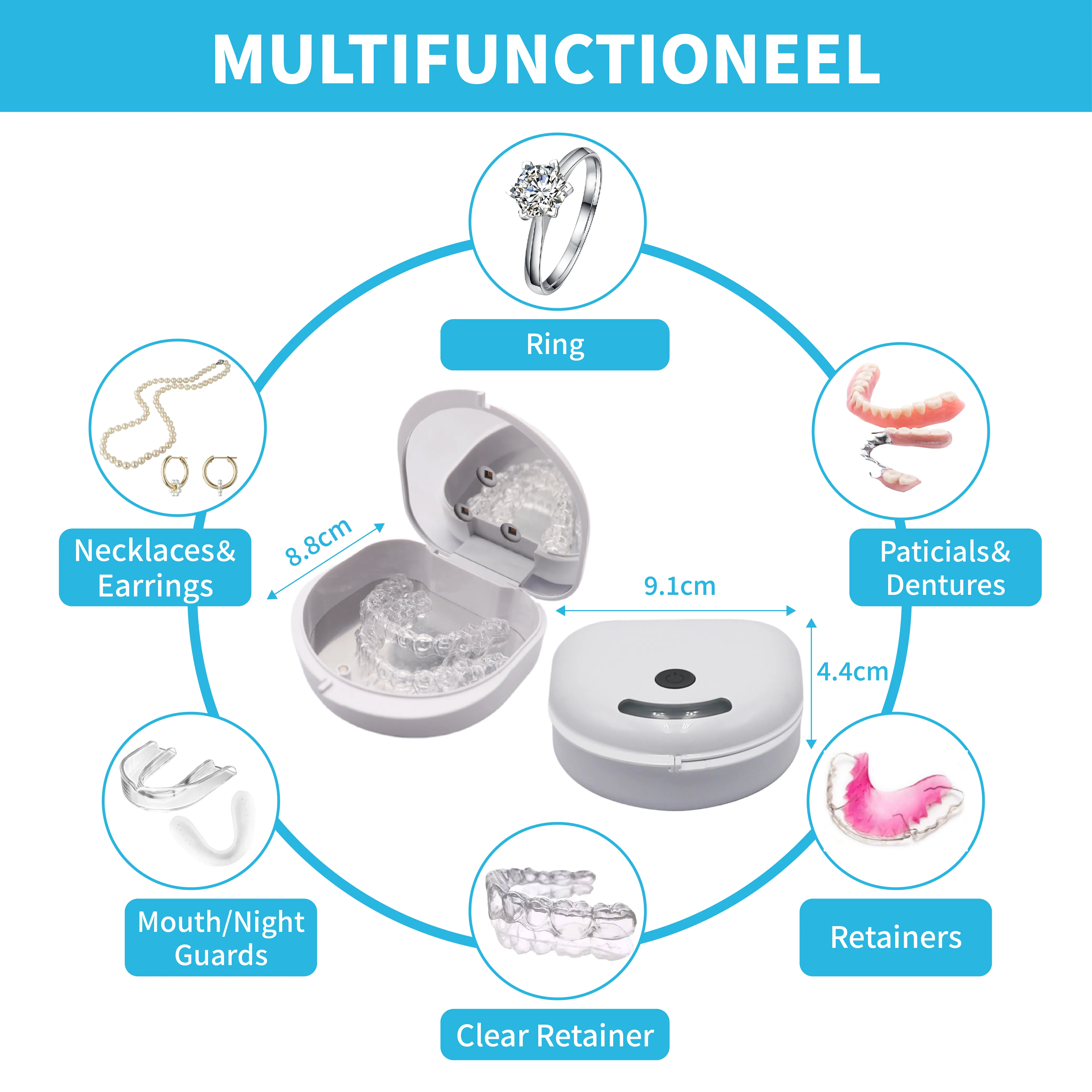 Sterilizzatore dentale a luce UV allineatore e fermo custodia per protesi apparecchiature per sterilizzazione disinfettante scatola di fissaggio ortodontica uv