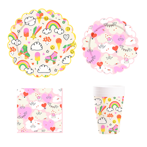 Platos de Papel Personalizados con Diseño de Arcoíris DAMAI, Artículos para Fiestas de Cumpleaños, Decoraciones para Baby Shower y Fiestas de Feliz Cumpleaños - Product Image 4