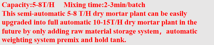 6-8T/H Semi Automatic Premix Dry Mortar Production Line Putty Making Machine