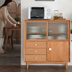 Aparador Euler Well-Field de madera de cerezo con puertas de vidrio para comedor - Product Image 2