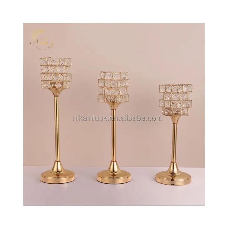 Hot Sale Gold Crystal Single Head Wedding Centerpiece Candle Holders With The Best Quality