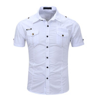 Chemise décontractée en coton à manches courtes pour hommes, randonnée, escalade, chasse, camping en plein air, chemise de poche