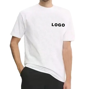 2025 stampa Logo personalizzata Tshirt uomo <span class=keywords><strong>vestiti</strong></span> maglietta nera girocollo 100% cotone bianco manica corta tinta unita da uomo - Product Image 1