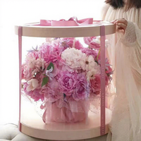 Boîte cadeau de bouquet de mariage en carton rond de grande taille en gros avec laminage mat gaufrage matériaux recyclés