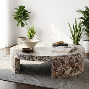 Tavolino <span class=keywords><strong>da</strong></span> Caffè Rotondo in Marmo Calacatta Viola Personalizzabile dal Produttore, 1000*1000*350mm, 55KG, Leggero, in Pietra Naturale - Product Image 2