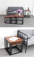 Ensemble de 3 tables basses modernes transformables, tables à thé empilables pour salon, chambre à coucher, table d'appoint avec structure en fer