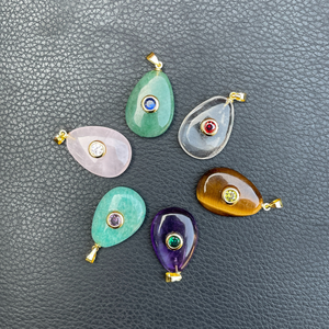 قلادة كريستال على شكل دمعة 15×20 ملم مطلية بالذهب عيار 14 قيراط، هدية فريدة وعصرية للشفاء، بيع بالجملة من المصنع - Product Image 3