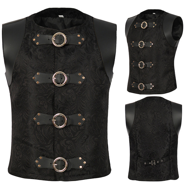 Wholesale Men Jacket Gothic Victorian Suit Vest Steampunk Gothic Waistcoat Casual Vest Stage Performance Costume