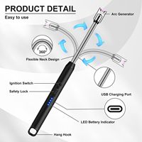 Allume-bougie électrique amélioré, lot de 2, avec col flexible à 360°, verrouillage de sécurité, coupe-vent, rechargeable par USB, arc sans flamme, design moderne et luxueux