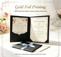 Suite d'invitations de mariage : Cartes de chronologie, RSVP et codes vestimentaires personnalisées, design créatif et élégant en papier, estampage à chaud doré, Invito Nouvel An