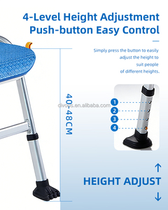 Multi-functional Adjustable Aluminum Bath Chair With Arm Rests And Commode Chair Seat Blue Non-Slip <b>Pad</b> For Bathroom Safety - Product Image 5
