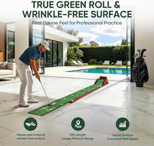 <span class=keywords><strong>Mini</strong></span>-green de golf d'<span class=keywords><strong>intérieur</strong></span> pour l'entraînement, inclinaison réglable sur 3 niveaux, retour automatique de balle, pliable, en polyester, personnalisable - Product Image 2