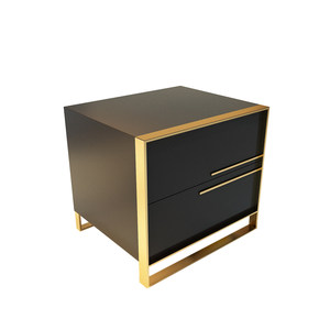 Light Luxury Minimalist Movable Bedroom <strong>Bedside</strong> <strong>Table</strong> with Storage Cabinet MDF Material Simple <strong>Black</strong> <strong>White</strong> Glossy Paint - Product Image 6