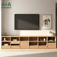 Meuble TV et Table Basse Combinées de Style Nordique Moderne et Simple, en Panneaux de Bois, pour Salon Familial et Chambre à Coucher avec Rangement
