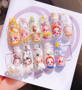 Qianya <span class=keywords><strong>2022</strong></span> nouveauté Tomoni 5D gaufrage Nail Art autocollant fantaisie marionnette poupée ongles décalcomanies en plastique <span class=keywords><strong>GEL</strong></span> pointe ongles décoration charme - Product Image 3