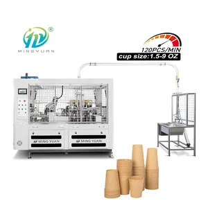 Alta velocidad 50-120 pcs/min 1,5-9oz Máquina de vasos de papel Impresión y troquelado Máquina de fabricación de vasos de papel de automatización completa