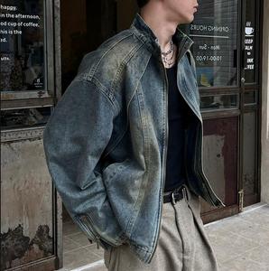 Giacca in Denim da uomo giacca in Denim autunno destrutturato cappotto Casual con cerniera stile Trendy - Product Image 3