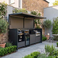 Hyrley Cuisine extérieure en acier inoxydable anti-moisissure, abri BBQ pour villa et cour, résistant à l'humidité, avec évier