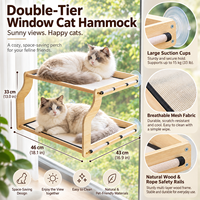 Perchoir pour chat en bois à double niveau avec hamacs en maille et fixation par ventouses, conception personnalisée OEM ODM