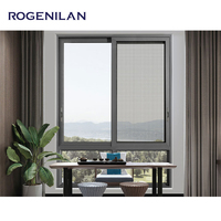 Fenêtres coulissantes isolées à double vitrage avec cadre en aluminium à 2 rails, série ROGENILAN 100, grille intégrée aux designs de fenêtres