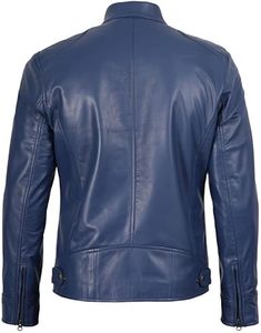 Chaqueta de Motociclista de Cuero Genuino para Hombre, a la Moda, Nueva, Impermeable, con Cuello Alto y Logotipo Frontal, para Invierno - Product Image 3