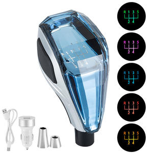 Pommeau de levier de vitesse universel en cristal avec éclairage LED, logo lumineux et capteur tactile pour transmission automatique et manuelle - Product Image 5