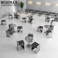 Meubles WISEMAX, meubles commerciaux de style industriel, table à manger et chaise en acier inoxydable, banc lounge pour café