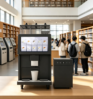 Máquina de Café Espresso de Sobremesa, Equipo Expendedor de Café Comercial de Autoservicio con Enfriador de Agua Independiente