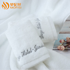 Serviettes de bain d'hôtel en pur coton blanc, carrées, moelleuses, brodées, fournitures hôtelières 32x32 35x75 70x140 cm - Product Image 3