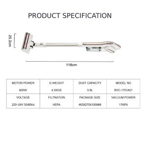 Aspirateur électrique filaire 650W avec brosse motorisée, installation verticale, sans sac, pour usage domestique et hôtelier - Product Image 6