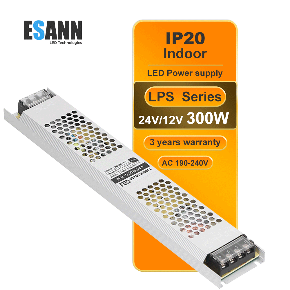 Осветительный блок, светодиодный драйвер IP20, ультратонкий, Dc24v, 12,5 А, 300 Вт, промышленный длинный блок питания