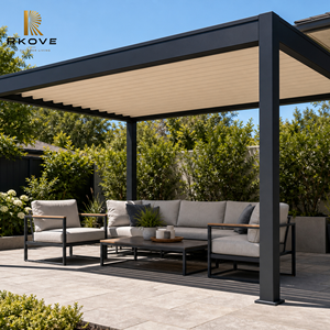 Pérgola de Aluminio RKOVE RK-C1 con Techo de Láminas Motorizadas, 3x4m, 3x6m, 4x5m, Tamaño Personalizado, con LED Integrado - Product Image 1