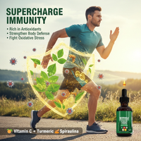 Gouttes liquides de Moringa, Ashwagandha, Curcuma, Gingembre, Spiruline – Complément pour la santé intestinale, le soutien immunitaire, la détoxification, l'énergie et les antioxydants – Pour adultes