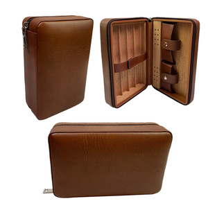 Cedar Wood High End Charuto Humidor Travel Cigar Holder Set Portátil De Couro Personalizado Caixa De Madeira Acessórios Cigarro