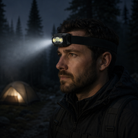 Lampe frontale LED ABS en gros, IP44, rechargeable, avec six modes d'éclairage pour le camping, la pêche, la randonnée, la course à pied et le travail