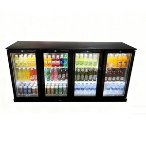 Enfriador de Bebidas de Cerveza de Cuatro Zonas, 4 Puertas de Vidrio, Control Digital, Sin <span class=keywords><strong>Escarcha</strong></span>, el Mejor Enfriador de Barra Trasero Integrado Negro con Estantes Ajustables - Product Image 1