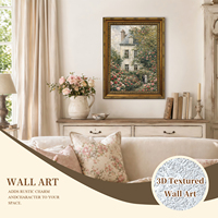 Décoration Murale pour la Maison : Tableau sur Toile Encadré Or, Art Mural Floral Romantique 3D Texturé, Motif Jardin de Roses Vintage, OEM ODM