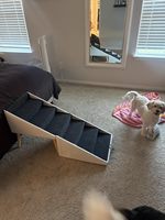 Escabeau pliable 2-en-1 pour chien, 6 marches, pour lit ou canapé surélevé, rampe pour animaux, tabouret-chaise
