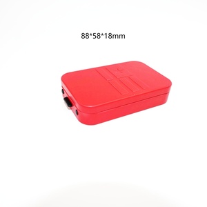 Red Rectangular Tin <b>Box</b> with Star and Striped Pattern Embossed Design Recyclable <b>Metal</b> Storage Case Gift Craft Use - Product Image 3